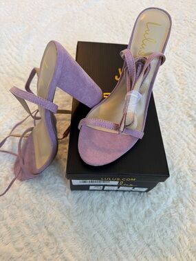 Lulu's | Myla Dusty Lilac Suede Lace-Up Heels
